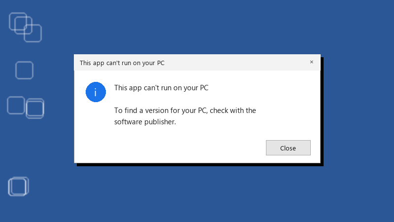 This app can't run on your PC