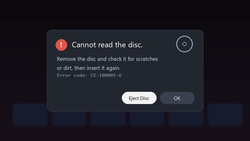 Cannot read the disc.