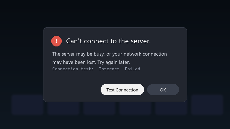 Can't connect to the server.