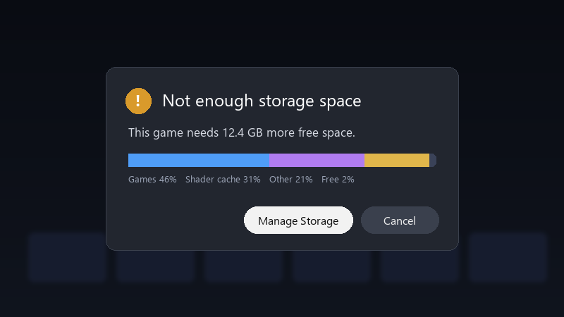 Not enough storage space